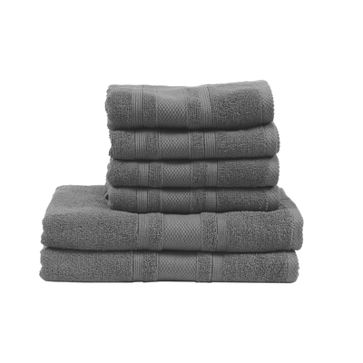 Home Castle (Grey) 4 Hand Towel (50 x 90 Cm) & 2 Bath Towel (70 x 140 Cm) 100% Cotton Highly Absorbent, High Quality Bath linen with Diamond Dobby 550 Gsm - Set of 6