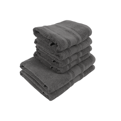 Home Castle (Grey) 4 Hand Towel (50 x 90 Cm) & 2 Bath Towel (70 x 140 Cm) 100% Cotton Highly Absorbent, High Quality Bath linen with Diamond Dobby 550 Gsm - Set of 6