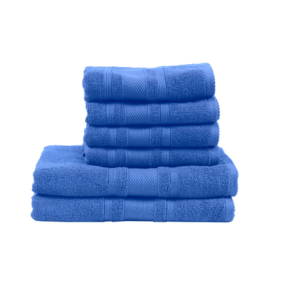 Home Castle (Blue) 4 Hand Towel (50 x 90 Cm) & 2 Bath Towel (70 x 140 Cm) 100% Cotton Highly Absorbent, High Quality Bath linen with Diamond Dobby 550 Gsm - Set of 6