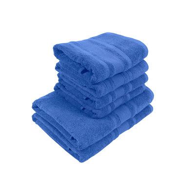 Home Castle (Blue) 4 Hand Towel (50 x 90 Cm) & 2 Bath Towel (70 x 140 Cm) 100% Cotton Highly Absorbent, High Quality Bath linen with Diamond Dobby 550 Gsm - Set of 6