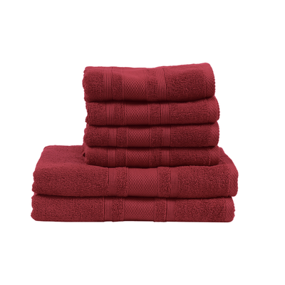 Home Castle (Maroon) 4 Hand Towel (50 x 90 Cm) & 2 Bath Towel (70 x 140 Cm) 100% Cotton Highly Absorbent, High Quality Bath linen with Diamond Dobby 550 Gsm - Set of 6