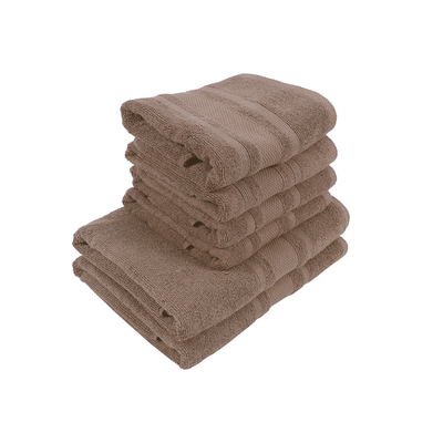 Home Castle (Beige) 4 Hand Towel (50 x 90 Cm) & 2 Bath Towel (70 x 140 Cm) 100% Cotton Highly Absorbent, High Quality Bath linen with Diamond Dobby 550 Gsm - Set of 6