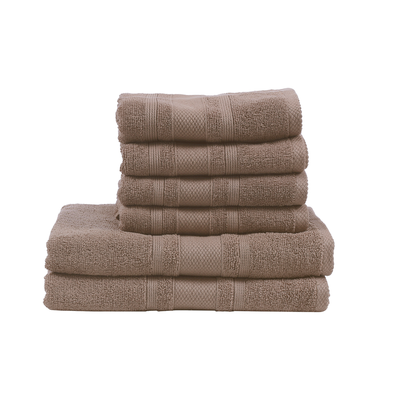 Home Castle (Beige) 4 Hand Towel (50 x 90 Cm) & 2 Bath Towel (70 x 140 Cm) 100% Cotton Highly Absorbent, High Quality Bath linen with Diamond Dobby 550 Gsm - Set of 6