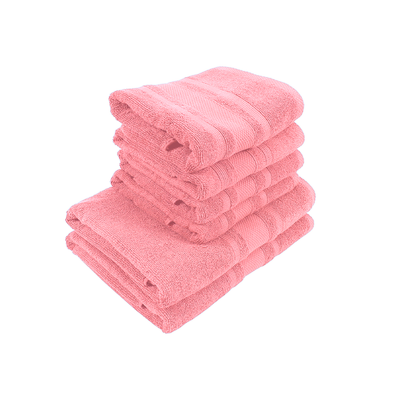 Home Castle (Pink) 4 Hand Towel (50 x 90 Cm) & 2 Bath Towel (70 x 140 Cm) 100% Cotton Highly Absorbent, High Quality Bath linen with Diamond Dobby 550 Gsm - Set of 6