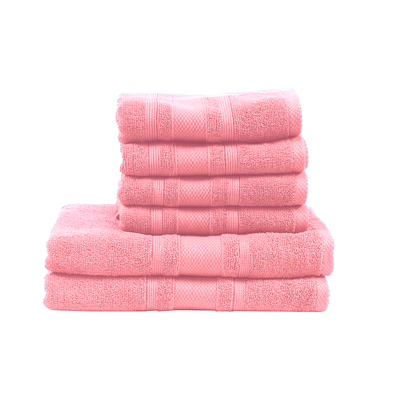 Home Castle (Pink) 4 Hand Towel (50 x 90 Cm) & 2 Bath Towel (70 x 140 Cm) 100% Cotton Highly Absorbent, High Quality Bath linen with Diamond Dobby 550 Gsm - Set of 6