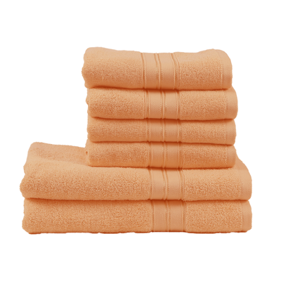 Home Trendy (Peach) 4 Hand Towel (50 x 90 Cm) & 2 Bath Towel (70 x 140 Cm) 100% Cotton Highly Absorbent, High Quality Bath linen with Striped Dobby 550 Gsm - Set of 6