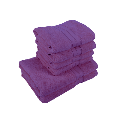 Home Trendy (Lavender) 4 Hand Towel (50 x 90 Cm) & 2 Bath Towel (70 x 140 Cm) 100% Cotton Highly Absorbent, High Quality Bath linen with Striped Dobby 550 Gsm - Set of 6