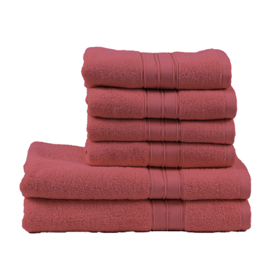 Home Trendy (Pink) 4 Hand Towel (50 x 90 Cm) & 2 Bath Towel (70 x 140 Cm) 100% Cotton Highly Absorbent, High Quality Bath linen with Striped Dobby 550 Gsm - Set of 6