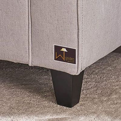 Wooden Twist Zamansız Button Tufted Design Premium Wood 2 Seater Storage Bench (Light Grey)
