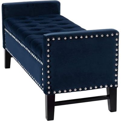 Royal Blue Premium Wood Upholstered Flip top Storage Bench