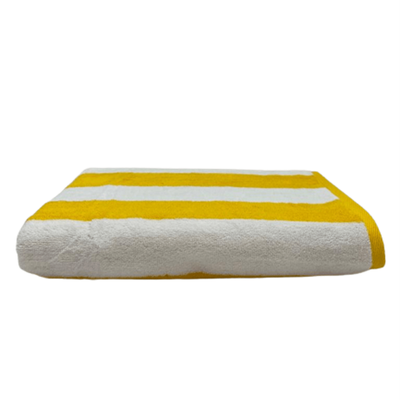 Petunia Pool Towel (90 x 180 cm)  Yellow & White Stripe 100% Cotton -Set Of 1 (600 Gsm)