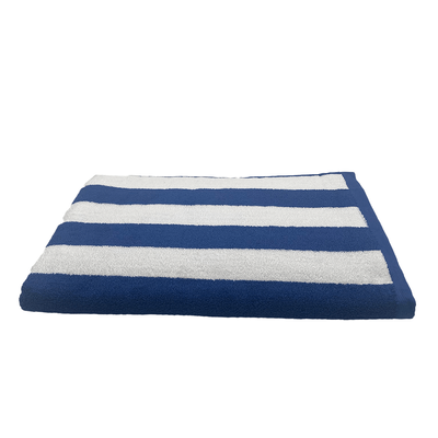 منشفة حمام سباحة  البطونية (90 × 180 سم) أزرق ملكي - أبيض مخطط 100% قطن - مجموعة من 1 (550 جرامًا للمتر المربع)
