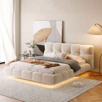 Elegant Classic Bed with LED Light - Queen size 150*200