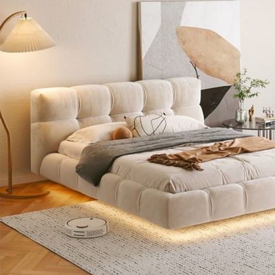 Elegant Classic Bed with LED Light - Queen size 150*200