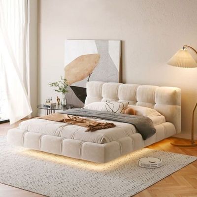 سرير كلاسيكي أنيق مع إضاءة LED - مقاس سوبر كينغ 200*200 سم