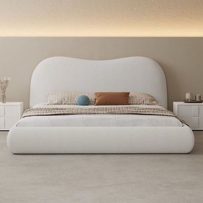 Light Modern Bed, Upholstered Fleece Fabric, High End Headboard for Bedroom - King Size 180*200 