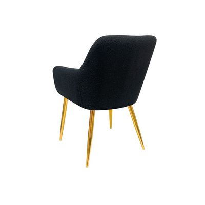 Maple Home Accent Fabric Dining Chair Low Arm High Backrest Black Metal Legs Golden Living Kitchen Indoor Furniture