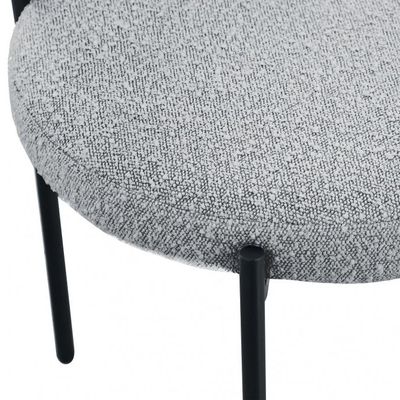 Maple Home Modern Dining Chair Boucle Fabric Curved Backrest Lamb Wool Contemporary Matte Black Metal Frame Leisure Kitchen Indoor Furniture