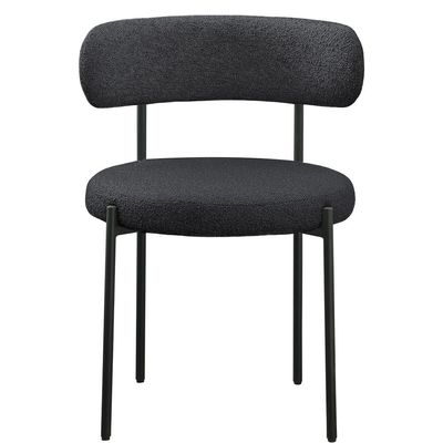 Maple Home Modern Dining Chair Boucle Fabric Curved Backrest Lamb Wool Contemporary Matte Black Metal Frame Leisure Kitchen Indoor Furniture Maple Home Modern Dining Chair Boucle Fabric Curved Backrest Lamb Wool Contemporary Matte Black Metal Frame Leisure Kitchen Indoor Furniture