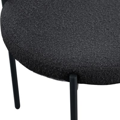 Maple Home Modern Dining Chair Boucle Fabric Curved Backrest Lamb Wool Contemporary Matte Black Metal Frame Leisure Kitchen Indoor Furniture