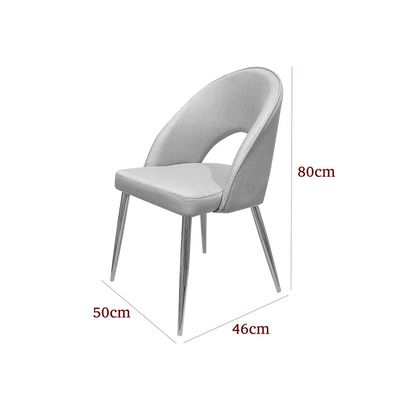 Maple Home Mid-Century Fabric Dining Chair Hollow Back Armless Wide Seat Curbed Backrest Modern Golden Metal Legs Kitchen Living Room Furniture