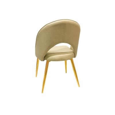 Maple Home Mid-Century Fabric Dining Chair Hollow Back Armless Wide Seat Curbed Backrest Modern Golden Metal Legs Kitchen Living Room Furniture