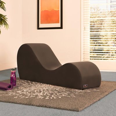 Modern Armless Wooden Chaise Lounge for Lounging, Yoga, and Stretching ( Brown )