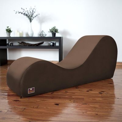 Modern Armless Wooden Chaise Lounge for Lounging, Yoga, and Stretching ( Brown )