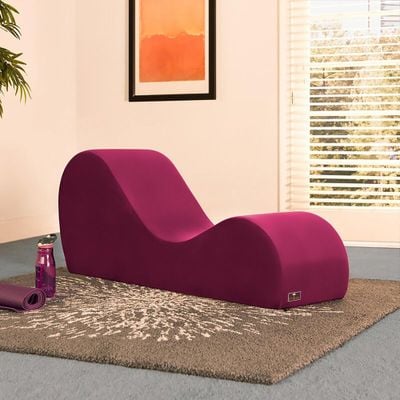 Modern Armless Wooden Chaise Lounge for Lounging, Yoga, and Stretching ( Pink )