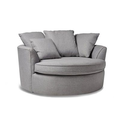 Wooden Twist Velvet Round Solid Wood Barrel Sofa Chair ( Silver )