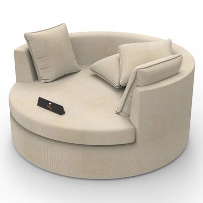 Wooden Twist Jute Round Solid Wood Barrel Sofa Chair ( Beige )