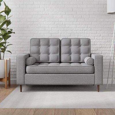 Madera Square Arms and Tufting-Bolster 2 Seater Sofa | Chaise Lounge (With 2 Pillows)