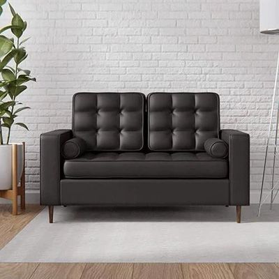 Madera Square Arms and Tufting-Bolster 2 Seater Chaise Lounge (With 2 Pillows)