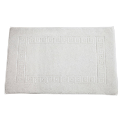 Magnolia Bath Mat (50 x 80 Cm)  White Greek Design Dobby 100% Cotton --Set of 1 (800 gsm) (1000 gsm)