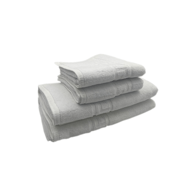 Magnolia Hand Towel ((50 x 80 cm)) Bath Towel (70 x 140 cm)  White G Dobby 100% Cotton -Set Of 4 (600 gsm)