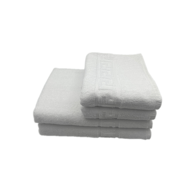 Magnolia Hand Towel ((50 x 80 cm)) Bath Towel (70 x 140 cm)  White G Dobby 100% Cotton -Set Of 4 (600 gsm)