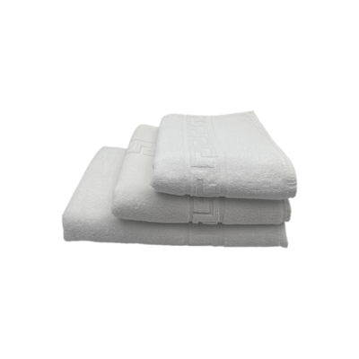 Magnolia Hand Towel (50 x 100 cm) Bath Towel (70 x 140 cm) Bath Mat ((50 x 80 cm))  White G Dobby 100% Cotton -Set Of 3 (600 gsm)