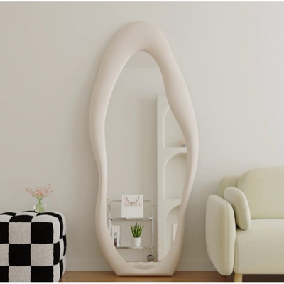 مرآة زينة كاملة الطول بتصميم مميز 177x70 سم - أبيض