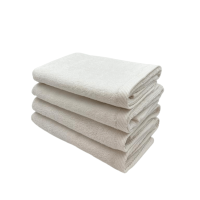 منشفة يد  قزحية (50 × 80 سم) بيضاء 100% قطن - مجموعة من 4 قطع (550 جرامًا للمتر المربع)
