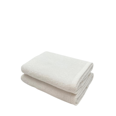 منشفة يد  قزحية (40 × 70 سم) بيضاء 100% قطن - مجموعة من قطعتين (550 جرامًا للمتر المربع)