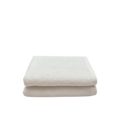 منشفة يد  قزحية (40 × 70 سم) بيضاء 100% قطن - مجموعة من قطعتين (550 جرامًا للمتر المربع)