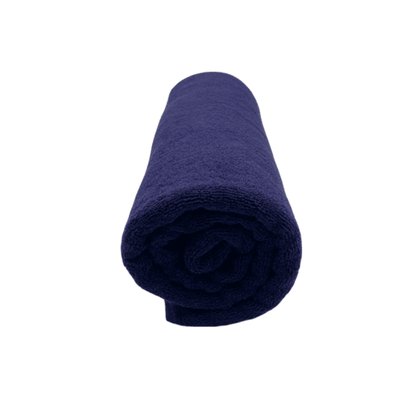 منشفة حمام  قزحية (90 × 180 سم) بحاشية من نسيج قطني طويل باللون الأزرق الداكن 100% قطن - مجموعة من قطعة واحدة (600 جرامًا للمتر المربع)