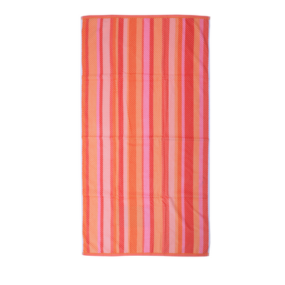Jacquard Beach Towel (86 x 162 Cm) 390 Gsm Warm Stripe Cotton -Set Of 1 (390 Gsm)