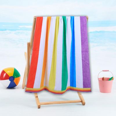 Jacquard Beach Towel (86 x 162 Cm) 390 Gsm Rainbow Cotton -Set Of 1 (390 Gsm)