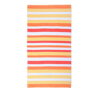 Jacquard Beach Towel (86 x 162 Cm) 390 Gsm Orange Cotton -Set Of 1 (390 Gsm)