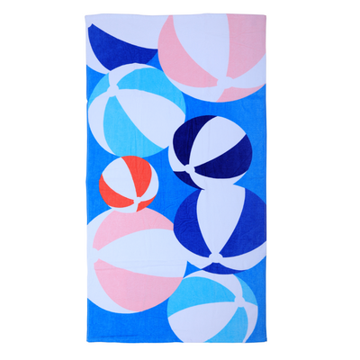 Jacquard Beach Towel (86 x 162 Cm) 390 Gsm Beach Ball Cotton -Set Of 1 (390 Gsm)