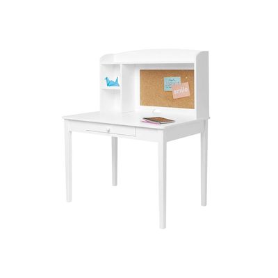 Homesmiths Junior Wooden Study Desk with Shelves & Drawers, White, H114 cm x W90 cm x D60 cm (Chair Not Included)