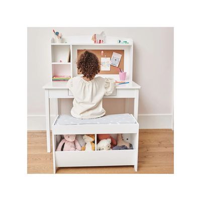 Homesmiths Junior Wooden Study Desk with Shelves & Drawers, White, H114 cm x W90 cm x D60 cm (Chair Not Included)