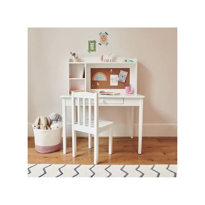 Homesmiths Junior Wooden Study Desk with Shelves & Drawers, White, H114 cm x W90 cm x D60 cm (Chair Not Included)