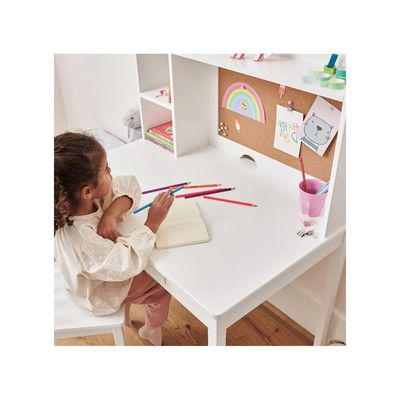 Homesmiths Junior Wooden Study Desk with Shelves & Drawers, White, H114 cm x W90 cm x D60 cm (Chair Not Included)